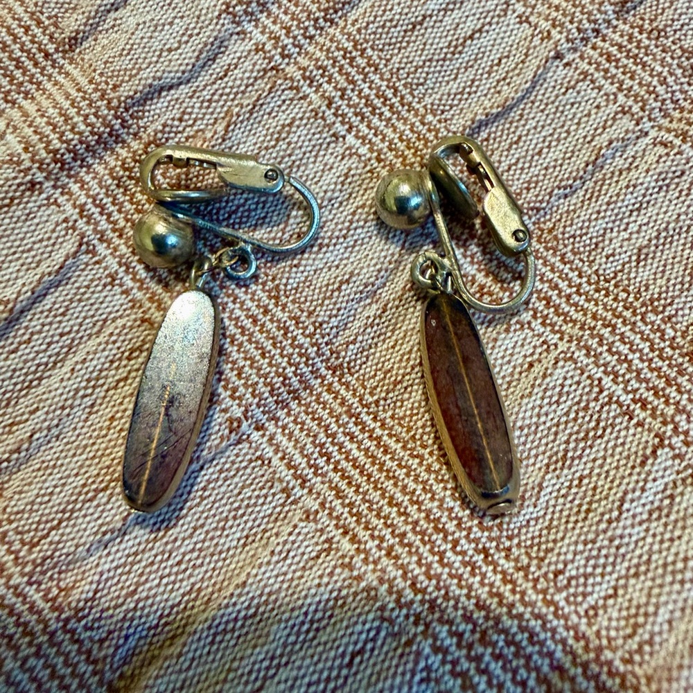 Chic Silver and Brown Clip-On Earrings